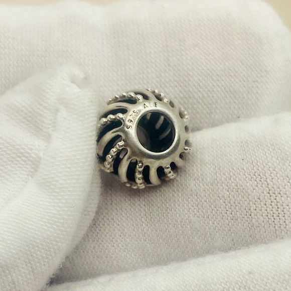 EUC Pandora 797805 Sterling Silver Beaded Wishbone Openworks Charm - Picture 6 of 7